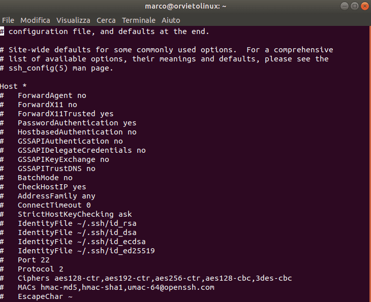 sshd_config File di configurazione di SSH