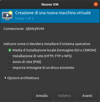 Creazione nuova macchina virtuale