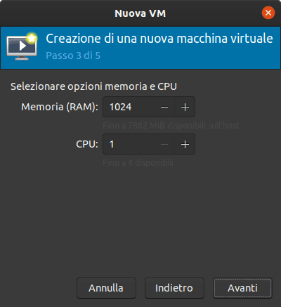 Quantità RAM e CPU Scelta della RAM e delle CPU