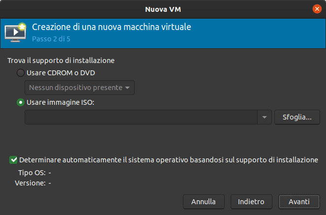 Sorgente ISO o CDROM Sorgente per installare Linux