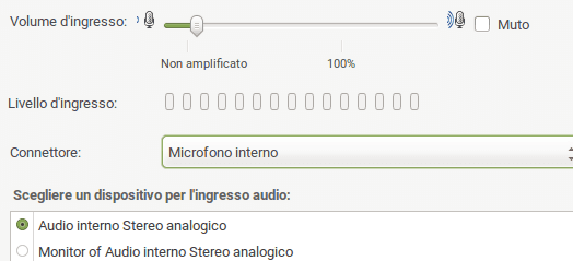 dispositivo di ingresso audio dispositivo di ingresso audio