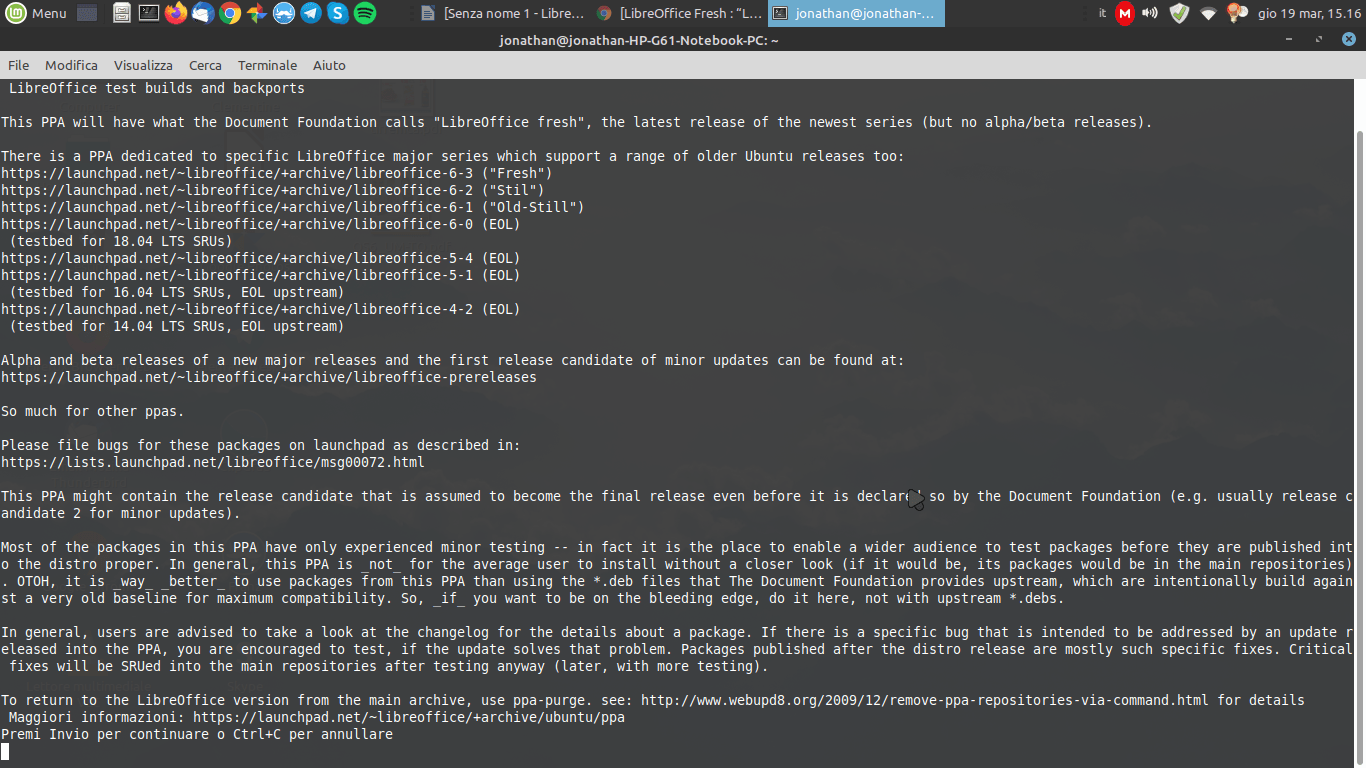 repository LibreOffice da terminale