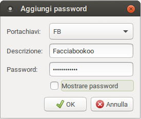 Impostazione della password del portachiavi Impostazione della password del portachiavi