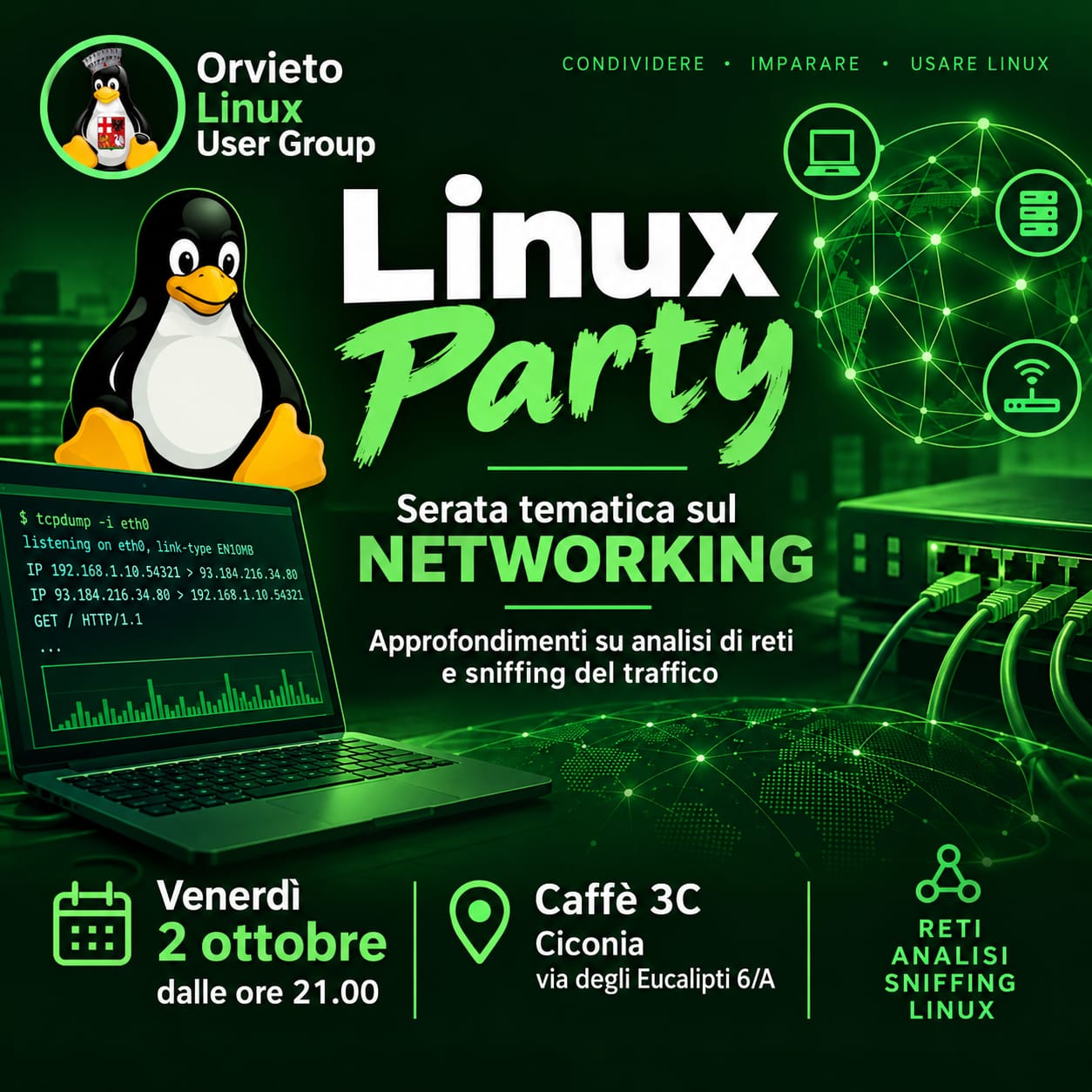 Linux Party – Serata tematica sul networking con Linux 2 ottobre